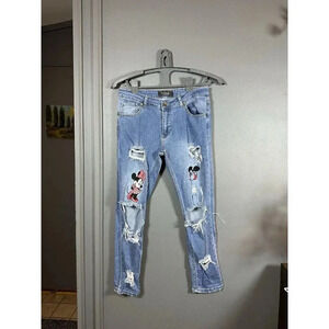 Club Denim Disney Women's Jeans Blue Size 29 Mickey Mouse Stretch Distressed dNM